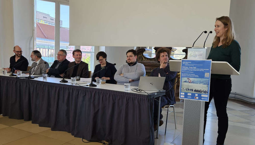 Tagung am 24. April 2026 in Wien - v.r.: Astrid Schweighofer, Leonhard Jungwirth, Nebojsa Djurkic, Katharina Renner, Wilfried Apfalter, Frank Hinkelmann, Willy Weisz und Michael Kramer