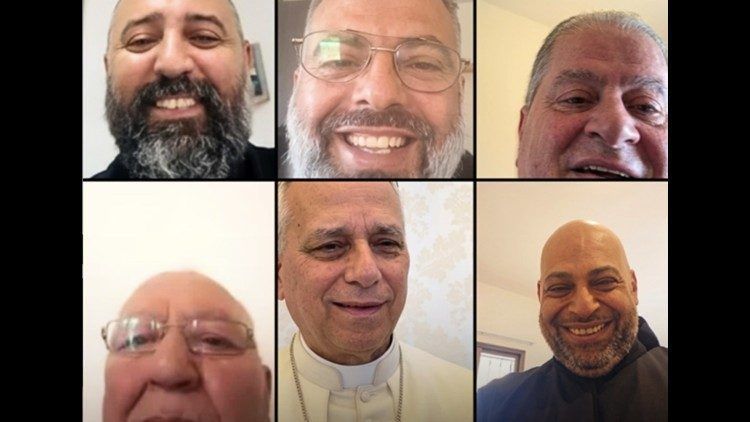 Papst mit Priestern aus dem Libanon (Screenshot)